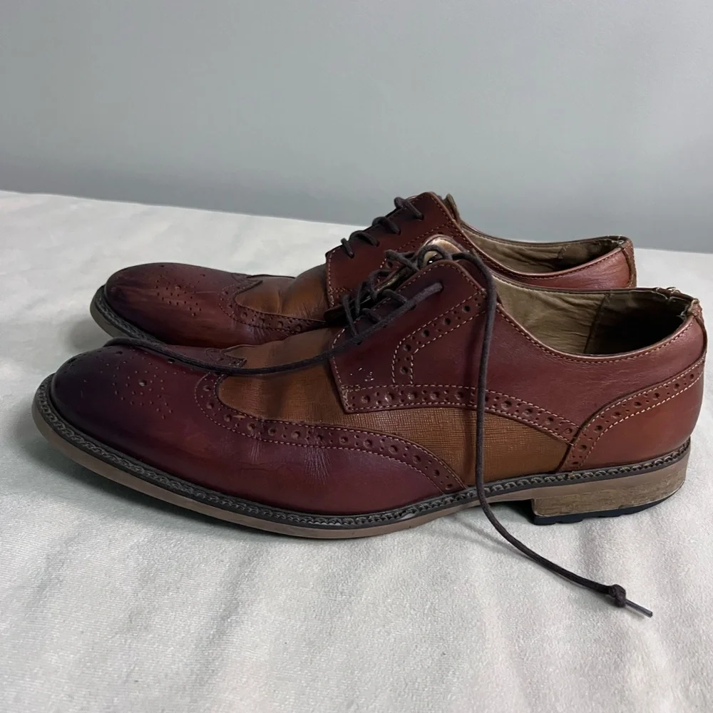 🤎✨ La Milano Gary II Cognac Leather Wingtip Oxfords Size 10.5 ✨🤎